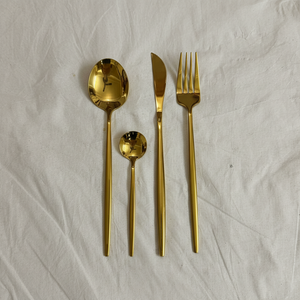 Modern All-Gold Tableware Set Mirror Polished Stainless Steel Cutlery Nordic Style Luxury Dining <b>Flatware</b> Set with Round Spoon - Product Image 5