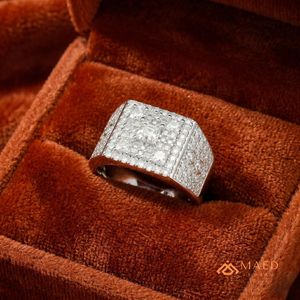 Bague en argent sterling 925 avec moissanite, style princesse, sertie de pierres, pour homme, cadeau, bijoux de mariage, cocktail, forme carrée, pour mariée - Product Image 4