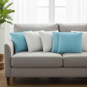 SOGA Lot de 6 housses de coussin décoratives à bords festonnés de 45 cm, 3 menthe douce et 3 blanc pur, pour canapé, chambre et salon - Product Image 3