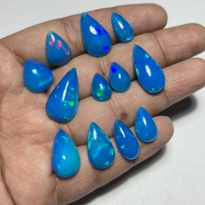 High Quality Ethiopian Opal Pryba Color Pear Cabochon Natural Blue Opal Genuine Multi Fire Opal Jewelry Making Calibrated Sizes - Product Image 2