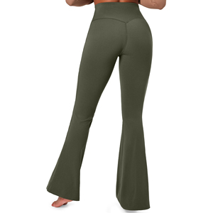 High Waisted Flare Leggings Women Flared Yoga Pants Stretchy Bootcut Tights <b>Tummy</b> <b>Control</b> Gym Wear Lightweight Flare Legging - Product Image 2