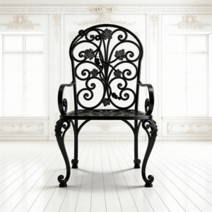 KHP Traditional-style European Wrought Iron <b>Garden</b> Chair Rust-resistant Easy Move Painted Finish Eco-Friendly Outdoor - Product Image 6