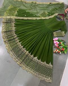 ชุดเดรสผ้าไหมซาตินลายดอกไม้สไตล์อินเดีย-ปากีสถานทรงเอไลน์แบบลำลอง ทำมือ สำหรับงานแต่งงานและงานกลางคืน ผ้าลอนเนื้อดีสำหรับผู้หญิง - Product Image 6