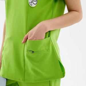 OEM Long Sleeve Hospital <b>Scrub</b> Nurse Uniforms Nursing <b>Scrub</b> Suits with Knitted Fabric Customizable <b>Scrub</b> <b>Sets</b> - Product Image 3