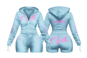 Ensemble de sport urbain 2 pièces pour femme 2026 : T-shirt à capuche à manches longues et short longueur genou, respirant et anti-boulochage - Product Image 4