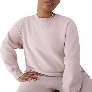 Sweat-shirt surdimensionné à col rond pour femme, couleur unie, manches longues, tricoté en coton et fibre de bambou, respirant, pour l'automne - Product Image 2