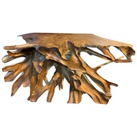 Console d'entrée en racine de teck naturel massif, fabriquée à la main à partir de bois organique, durable pour les hôtels de luxe et les meubles de salon