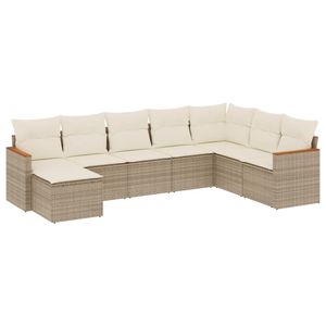 Set Divano da Giardino Beige con Struttura in Rattan PE, Cuscini in Schiuma ad Alta Densità, Impermeabile, Design Contemporaneo - Product Image 4