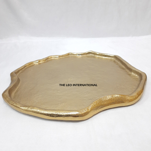 Multipurpose Aluminum <b>Tray</b> With Antique Polish For Serving Breakfast <b>Dinner</b> Drinks And Decorative Home Display - Product Image 1