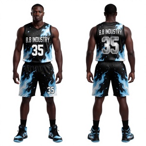 Uniforme de basket-ball pour jeunes hommes, design flamme dynamique violet rose, maillot personnalisé, short numéro 35, kit complet de qualité supérieure B.B Industry - Product Image 2