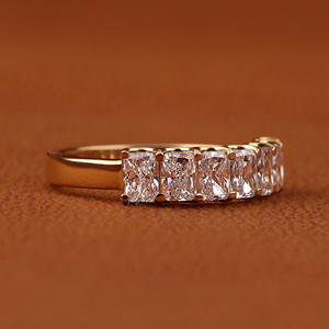 Certified Lab Grown Diamond Radiant Cut IGI Certified 7 Stone Classic <b>Stacking</b> Wedding Band for Women in 14K Yellow Gold - Product Image 2