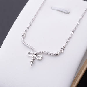 Collar con Colgante de Plata S925 con Cadena para Clavícula, Accesorios de Perlas para Mujer, Semi-Acabado, 281 Collares con Colgante Finos - Product Image 1