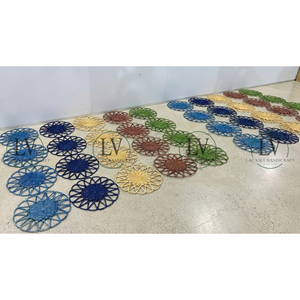 Sous-plat en rotin naturel bleu en forme de fleur, durable, idéal pour la décoration de mariage et les tables à manger, fabriqué au Vietnam - Product Image 5