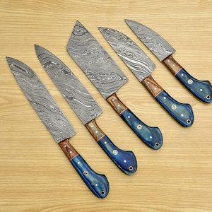 Ensemble de couteaux de cuisine en acier Damas moderne, style élégant, couteaux de cuisine professionnels, construction durable pour les chefs à domicile - Product Image 4