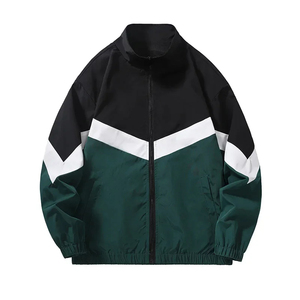 Men's Color Block <b>Racer</b> <b>Jacket</b> Zipper Closure Stand Collar Sporty Style Breathable Polyester Spring Wear Regular Fit - Product Image 2