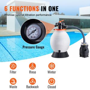 Sistema di Pompe per Piscine Fuori Terra da 1 HP, Pompa con Filtro a Sabbia da 16 Pollici con Set Combo a 6 Vie da 3500 GPH per Filtri di Piscine - Product Image 4