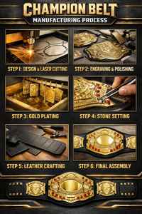 Fabricant de ceintures de championnat en métal plaqué or sur mesure, lutte, boxe, MMA, kickboxing, football, trophée de ligue, OEM, ODM - Product Image 5