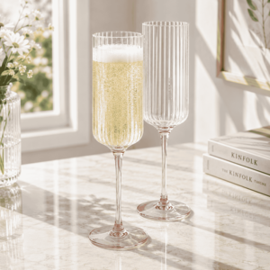 Flûte à champagne / Verre à toast en borosilicate fait main de 220 ml avec logo personnalisé pour cadeaux d'entreprise et kits de bienvenue promotionnels - Product Image 1