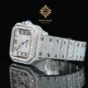 นาฬิกาเพชรหรู Pahal Jewels ตัวเรือนสแตนเลสทรงสี่เหลี่ยมผืนผ้า ระบบอัตโนมัติ ขนาด 40 มม. หน้าปัดแบบเข็ม  กระจกแซฟไฟร์ สำหรับทั้งชายและหญิง - Product Image 4