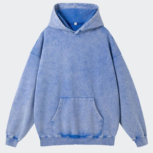 Sudadera con Capucha de Felpa 100% Algodón con Lavado Ácido para Hombre, Diseño Sólido con Cremallera, Básica con Capucha de Invierno, Estampado Digital, Teñido Liso - Product Image 6