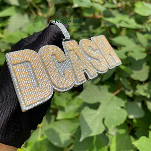 Colgante con Letra DCASH de Diamantes, Chapado en Oro de 18K, Moissanita, Joyería Hip Hop para Hombre, Plata 925 - Product Image 5