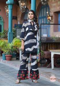 ชุดเซ็ตผ้าเรยอนคอตตอนพิมพ์ลายดิจิทัลสำหรับผู้หญิง พร้อมผ้าคลุมไหล่ผ้าคอตตอนเข้าชุด ตัดเย็บสำเร็จพร้อมลายแฟนซี - Product Image 5