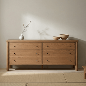 Linora Scandinavian Eco-Friendly Durable Convertible Solid Wood Dresser <b>Sideboard</b> Natural Wood Grain Finish Minimalist <b>Storage</b> - Product Image 1