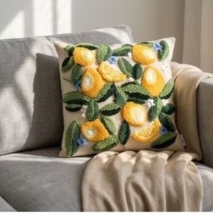 Funda de Cojín Cuadrada con Bordado de Plantas de Limón, Estilo Bohemio, Decoración del Hogar, Funda de Almohada, Mezcla de Algodón, Poliéster y Lino - Product Image 3