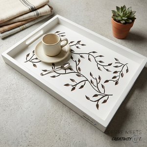 Plateau de service artisanal en bois avec poignées découpées, plateau décoratif pour la présentation des aliments, plateau pour le petit-déjeuner, le café, la décoration de la maison - Product Image 5