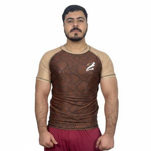 เสื้อแรชการ์ดแขนสั้นสำหรับวิ่งออกกำลังกายและเล่นกีฬา ผลิตตามสั่งขายส่ง แห้งเร็ว ผลิตจากโพลีเอสเตอร์ สำหรับผู้ชาย - Product Image 5