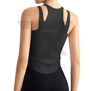 Débardeur tricoté respirant personnalisé pour femme avec logo frontal, style sportif pour le yoga - Product Image 6