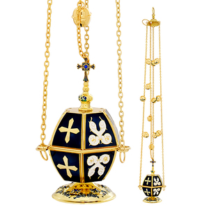 Colored Brass Church Censer with Chains | Decorative Incense Burner - DOUBLE VEE EXPORTS - Product Image 1