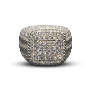 Unique Classic Iced Out Moissanite Hip Hop Pave Setting in 925 Sterling <b>Silver</b> <b>Statement</b> Men's Anniversary or Wedding Gift <b>Ring</b> - Product Image 1