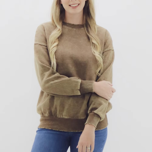 Sudadera Oversize de Cuello Redondo para Mujer, Color Liso, Hombros Caídos, Tejido de Algodón, Estilo Transpirable para Otoño, Largo Regular - Product Image 6