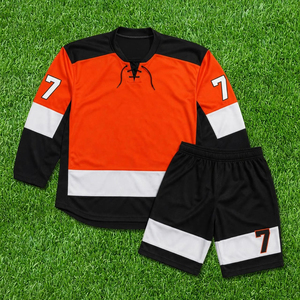 Ice Hockey Jersey 100% Polyester Printed Custom Design Team Wear Sets Quick Dry Breathable Anti-Bacterial 180g Fabric Training - Product Image 1