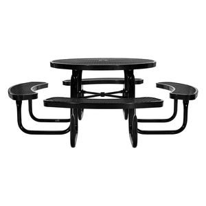 Tavolo da Picnic Rotondo Resistente da 46 Pollici con Foro per Ombrellone, Set da Pranzo per Esterni in Acciaio Rivestito Resistente alle Intemperie, Arredamento per Esterni per Uso Commerciale - Product Image 2