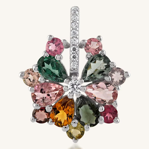 Colgante de turmalina multicolor y circonita cúbica en plata de ley 92.5 KLSP-50294 - Product Image 4