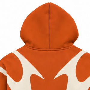 Orange Contrast Panel <b>Zip</b> Up <b>Hoodie</b> Men Streetwear Full Zipper Long Sleeve Custom Casual Fleece Hooded Sweatshirt With <b>Pocket</b> - Product Image 4