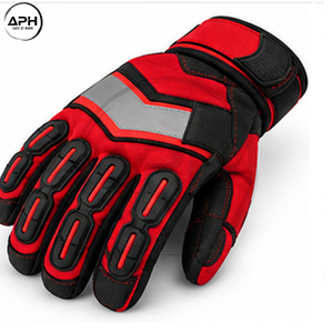 Gants de travail haute visibilité modernes et industriels, rouge et noir, à doigts entiers, paume texturée, avec sangle de poignet réglable, design personnalisé - Product Image 2