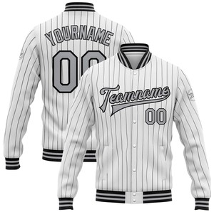 Veste universitaire d'hiver personnalisée pour homme Athletic International, anti-bactérienne, 100% coton, logo brodé personnalisé, rayures fines - Product Image 1