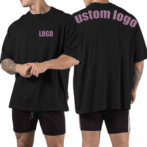 T-shirt sportif en coton épais surdimensionné, grande taille, respirant, séchage rapide, manches courtes, jersey uni pour hommes - Product Image 3
