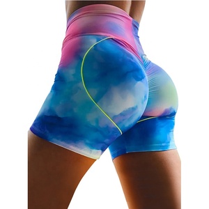 High <b>Waist</b> Striped Compression <b>Shorts</b> For <b>Women</b> Sporty Knitted Spandex Polyester Drawstring <b>Elastic</b> <b>Waist</b> Quick Dry - Product Image 6