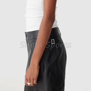 Shorts de cuero para mujer, estilo casual, con bolsillos, para verano, fitness y combate, 100% cuero. - Product Image 3