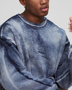 Sweat-shirt en coton pour homme, personnalisé, effet délavé vintage, avec logo personnalisé, coupe oversize à épaules tombantes - Product Image 3