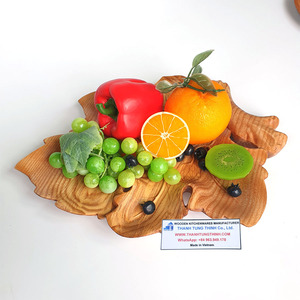 Teak Wood Chopping Board Leaf Shape Anti Slip Dishwasher Safe Made In Vietnam - Product Image 1