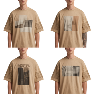 Camiseta de Lujo para Hombre con Hombros Caídos y Diseño Gráfico de Geometría del Desierto, Ajuste Moderno y Relajado - Product Image 3