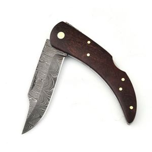 Couteaux de poche professionnels faits à la main en acier Damas avec lame incurvée pliable et manche ergonomique en os pour le camping et la chasse - Product Image 4