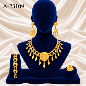 MOLL JEWELLERS Conjunto de Joyería de Zirconia con Diseño Floral de Moda, Collar, Pendientes y Anillo, Chapado en Rodio, para Mujer, Aleación, A2-23109 - Product Image 1
