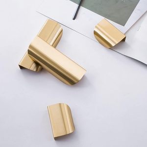 Tirador de latón dorado con borde curvo, herraje tradicional ecológico para gabinetes de cocina, baño, cajones y puertas - Product Image 5