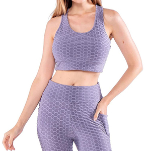 Women's 2 Piece Yoga <b>Set</b> Ribbed Seamless High Waist Leggings Crop Top Solid Color Turn-down Collar Sleeveless <b>Gym</b> Wear - Product Image 5